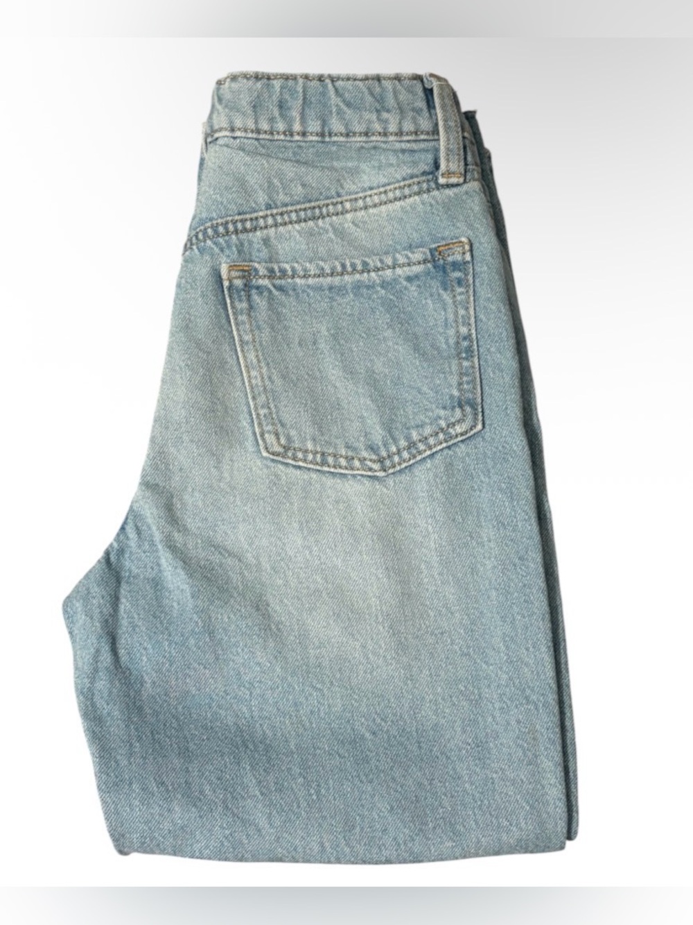 Old Navy girls High Rise Straight Jeans Light Wash Blue Denim Distressed